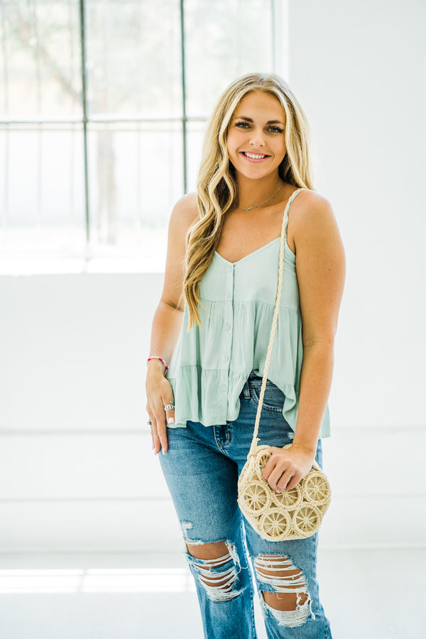 Amelie Dusty Mint Tiered Tank