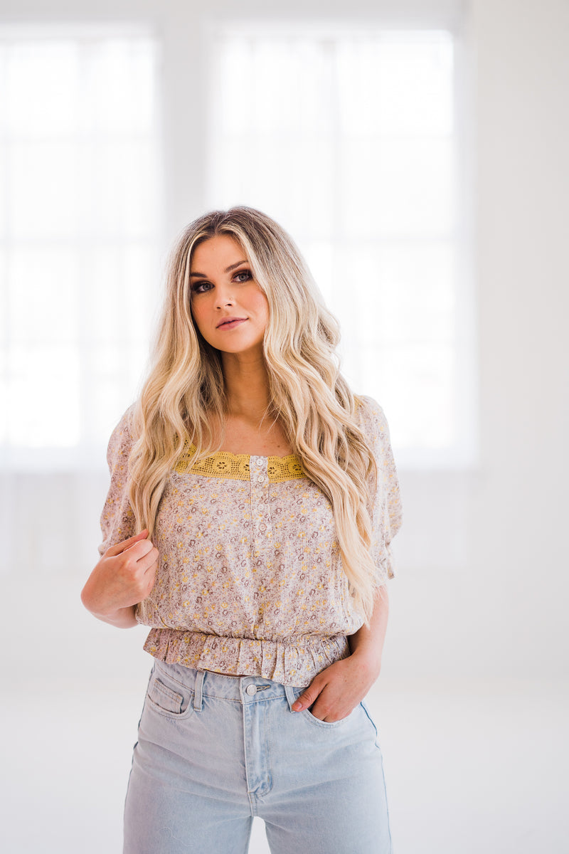 Bryant Mustard Floral Top