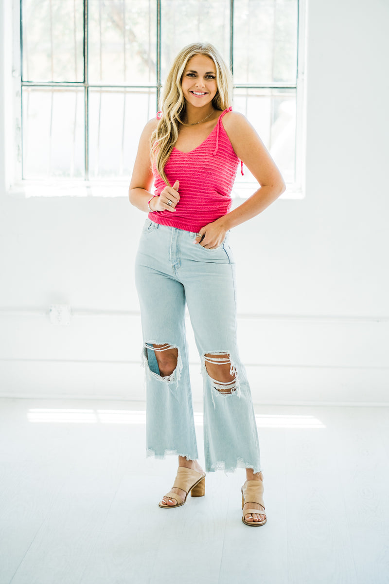 Be Bold Ribbed Pink Tank