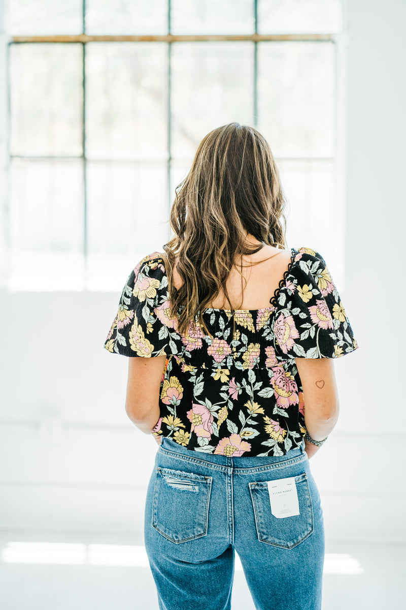 Camden Black Floral Top