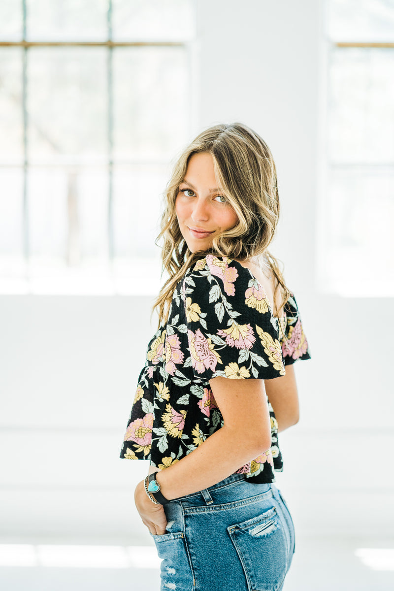 Camden Black Floral Top